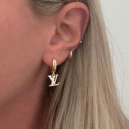louis vuitton earrings for women logo hoops gold