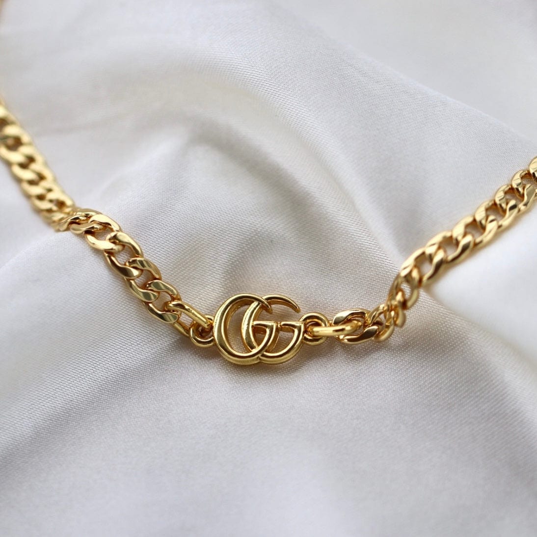 Repurposed Vintage XL Gucci Gold GG Chunky Choker Necklace