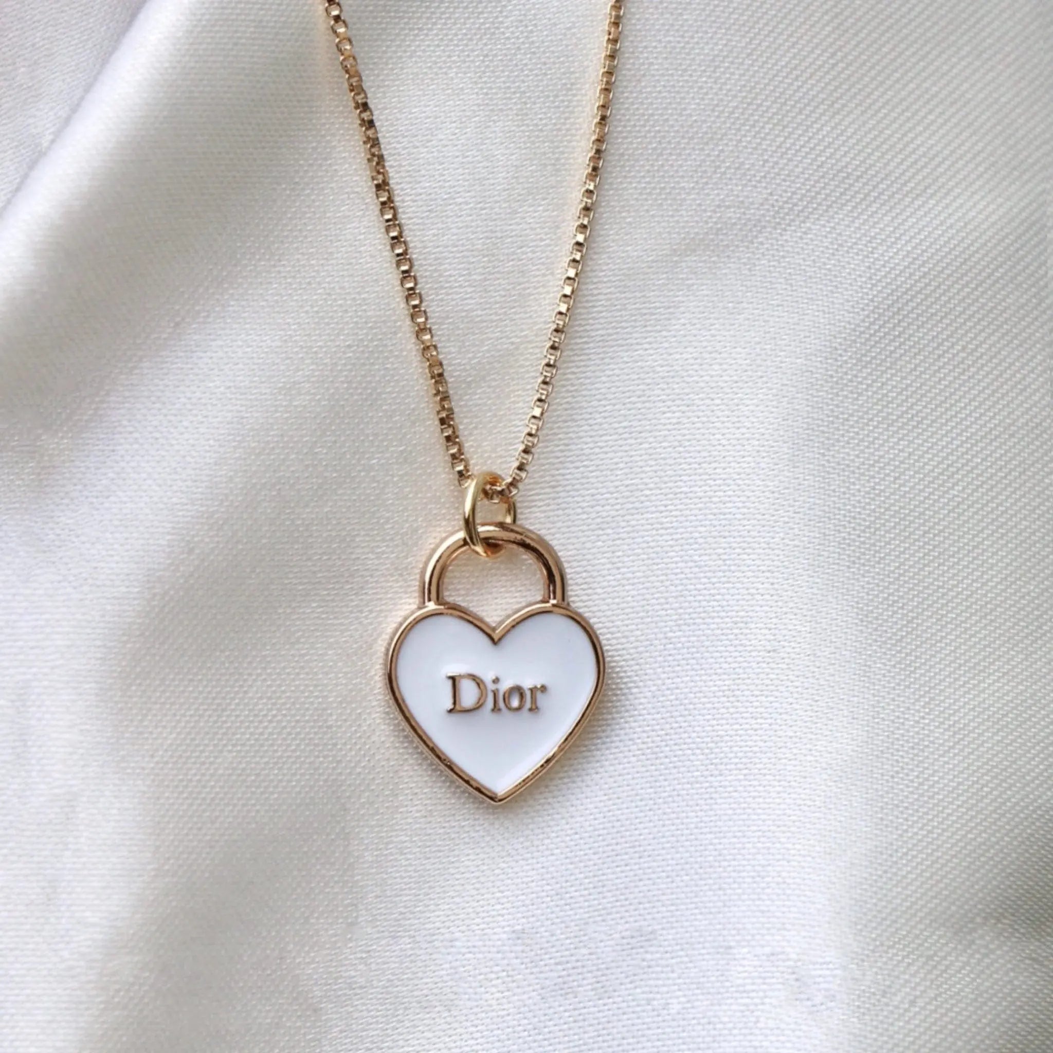 HOT Christian Dior Gold Heart Necklace Dior Heart Necklace Dior