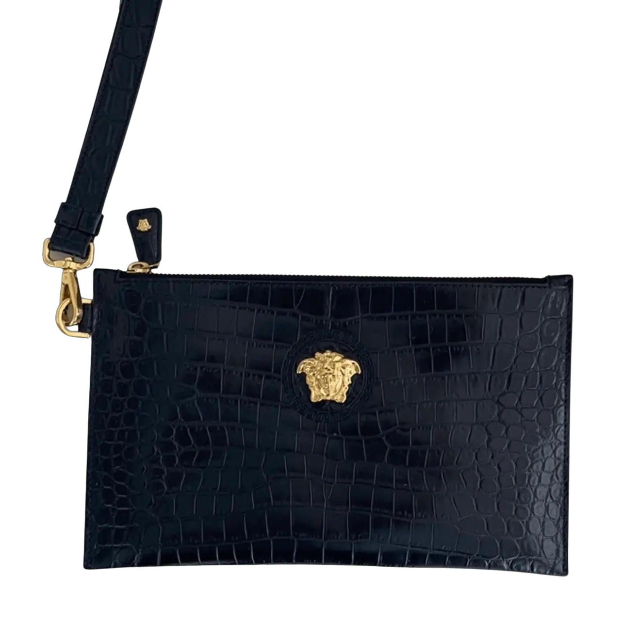 Versace La Medusa Croc Embossed Pouch - Reluxe Vintage