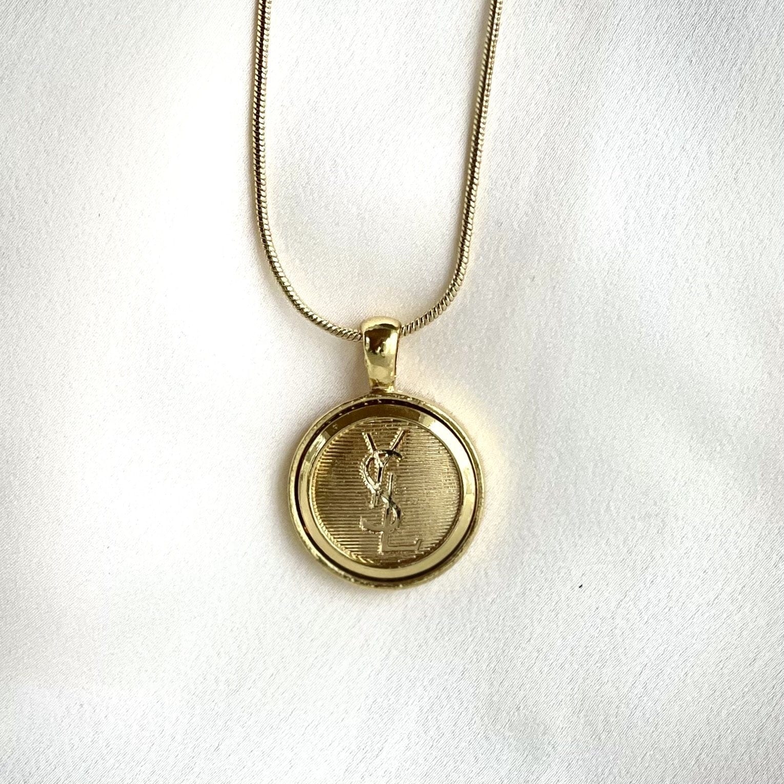 Ysl Gold Repurposed Vintage Button Necklace