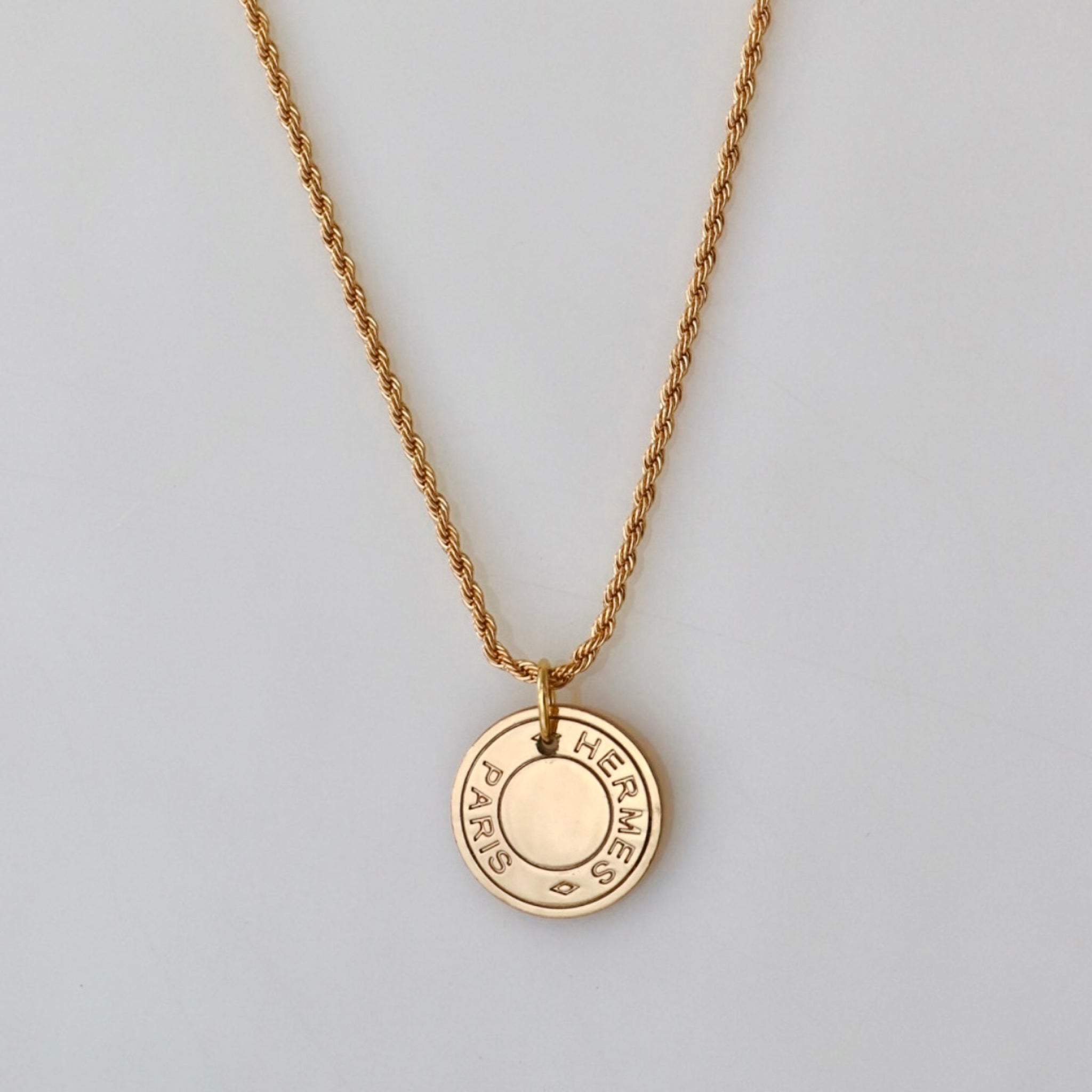 Gold Medallion CC Button Necklace
