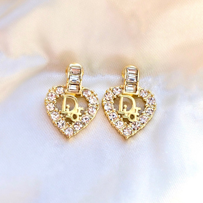 Dior Crystal Heart Earrings