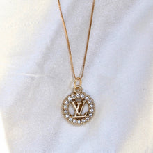 Load image into Gallery viewer, Gold LV Crystal Necklace
