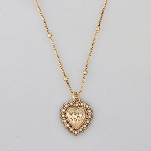 Gucci GG Heart Pearl Necklace
