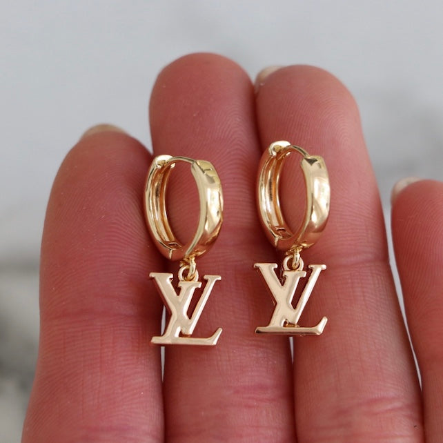 18K Gold Plated Hoop LV earrings  Louis vuitton earrings, Designer jewelry  brands, Monogram earrings