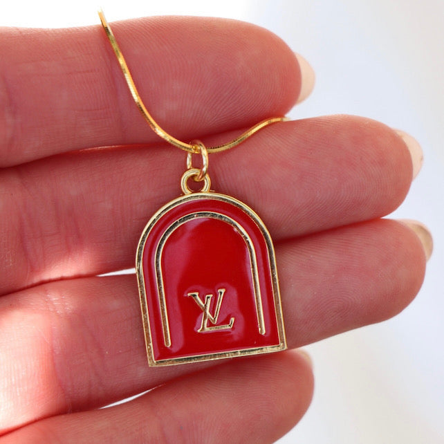 Louis Vuitton Vintage Silver And Gold LV Charm Necklace