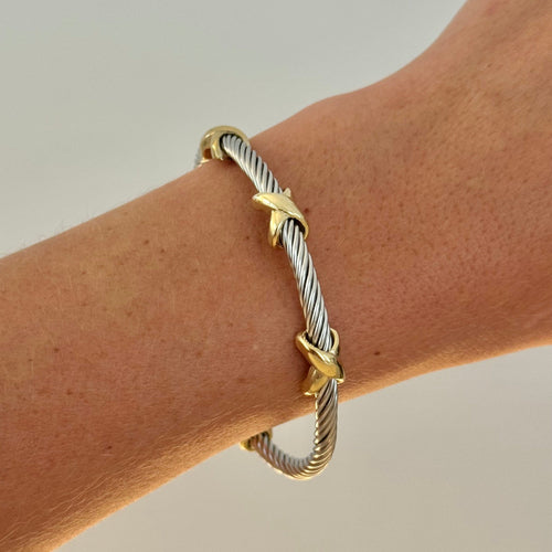 Reluxe Vintage bracelets Cable X Silver and Gold Bracelet