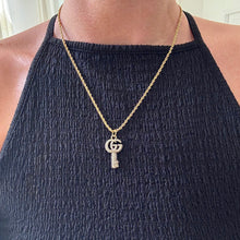 Load image into Gallery viewer, Reluxe Vintage Crystal GG Key Necklace
