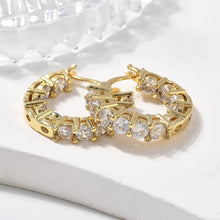 Load image into Gallery viewer, Reluxe Vintage Glam Mini CZ Hoop Earrings
