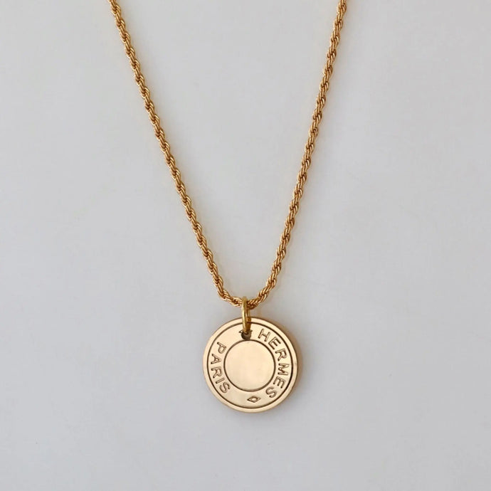 Reluxe Vintage Hermes Gold Button Necklace