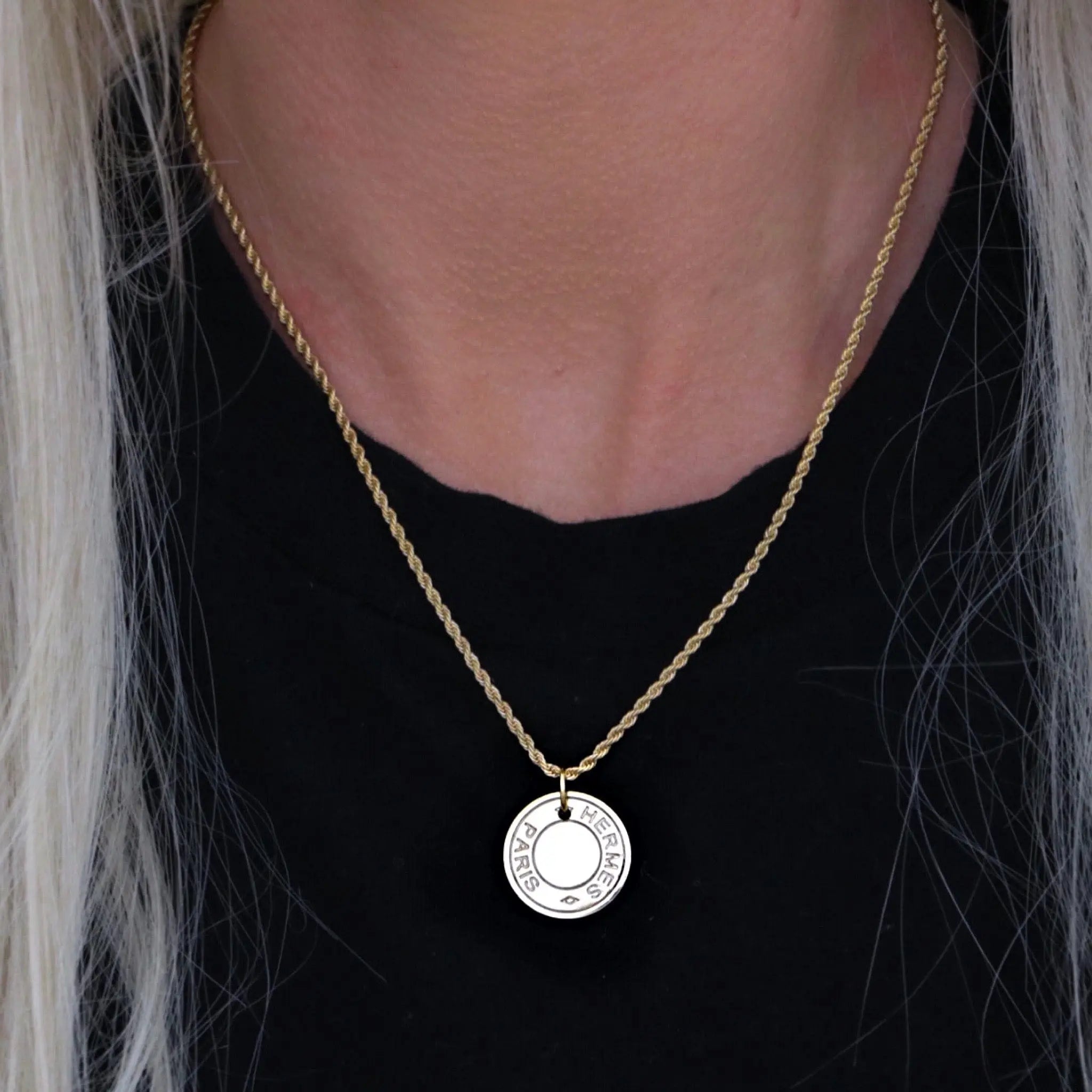Hermes Gold Button Necklace - Reluxe Vintage
