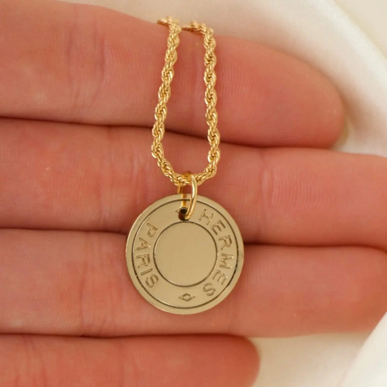 Hermes Gold Button Necklace - Reluxe Vintage