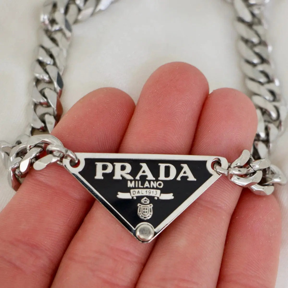 Prada Silver Tag Necklace – Reluxe Vintage