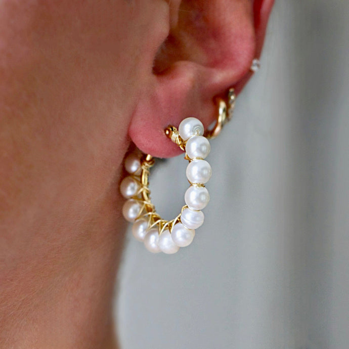Reluxe Vintage Pearl Wrapped Hoops