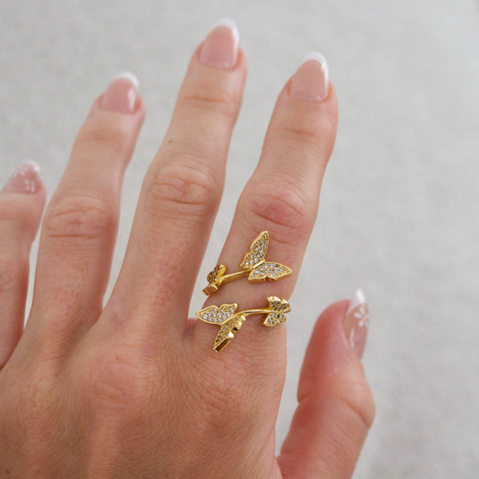 Reluxe Vintage rings Crystal Pave Butterfly Ring