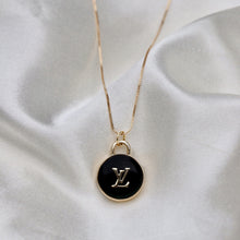 Load image into Gallery viewer, Black LV Charm Necklace Reluxe Vintage
