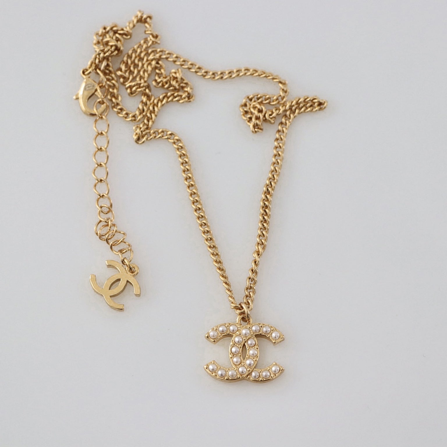 Chanel Vintage Gold Plated CC Resin Dice Pearl Super Long Necklace - LAR  Vintage