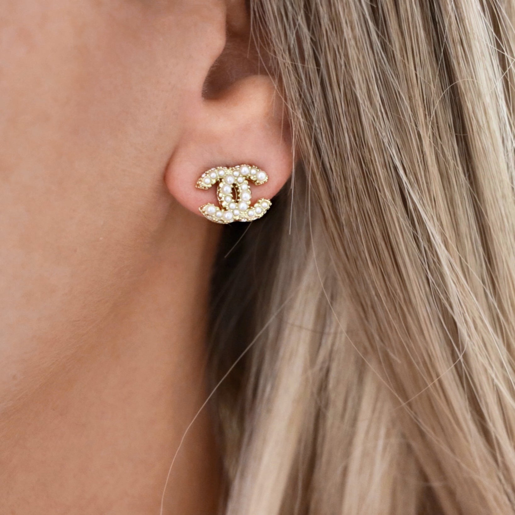 CHANEL, Jewelry, Chanel 23k Mini Cc Stud Earrings