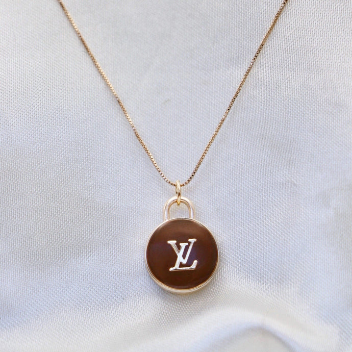 Brown LV Charm Necklace Reluxe Vintage