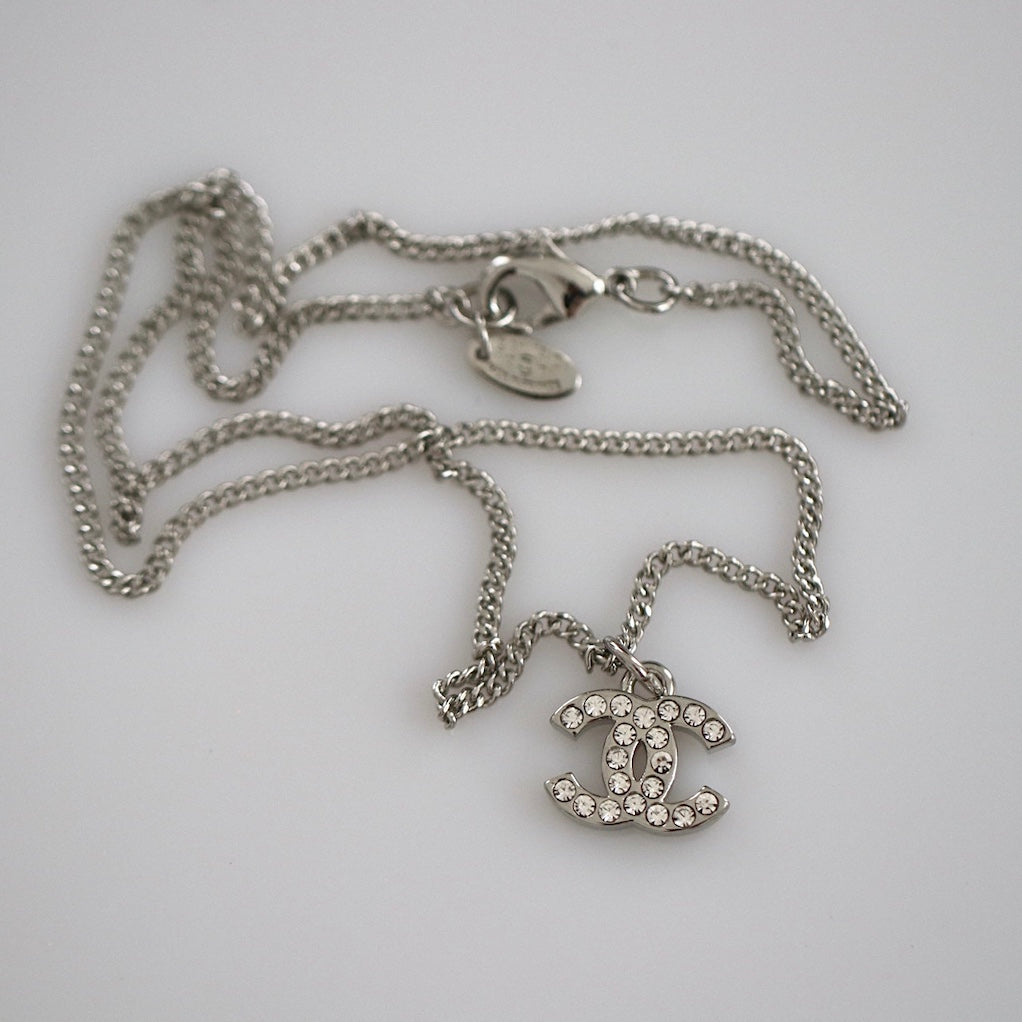 Silver Mini CC Pendant Necklace