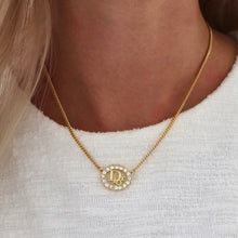 Load image into Gallery viewer, Dior Round Crystal Logo Necklace
