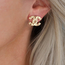 Load image into Gallery viewer, gold chanel logo studs
