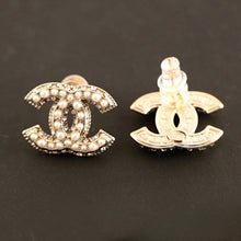 Load image into Gallery viewer, Pearl &amp; Crystal CC Stud Earrings
