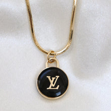 Load image into Gallery viewer, Upcycled LV Charm on Gold Plated Necklace
