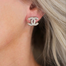 Load image into Gallery viewer, Pearl &amp; Crystal CC Stud Earrings
