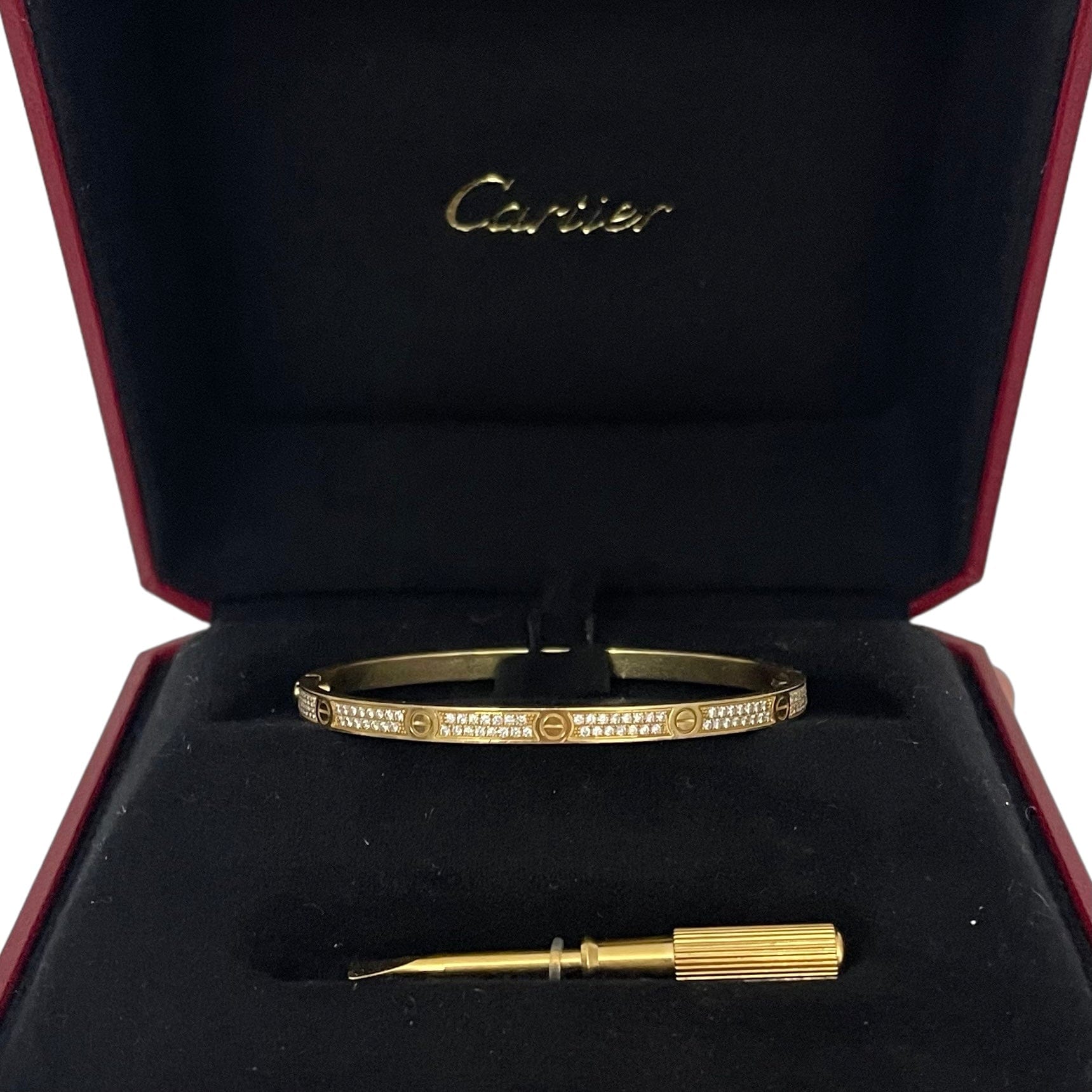 Cartier 18k Yellow Gold Pave Diamond Love Bracelet Reluxe Vintage