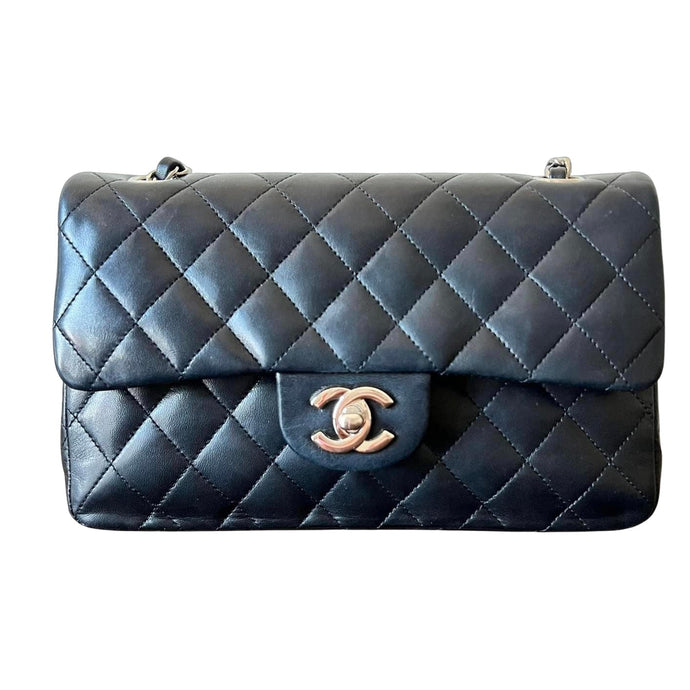 Chanel Vintage Small Classic Flap in Black Silver Hardware - Reluxe Vintage