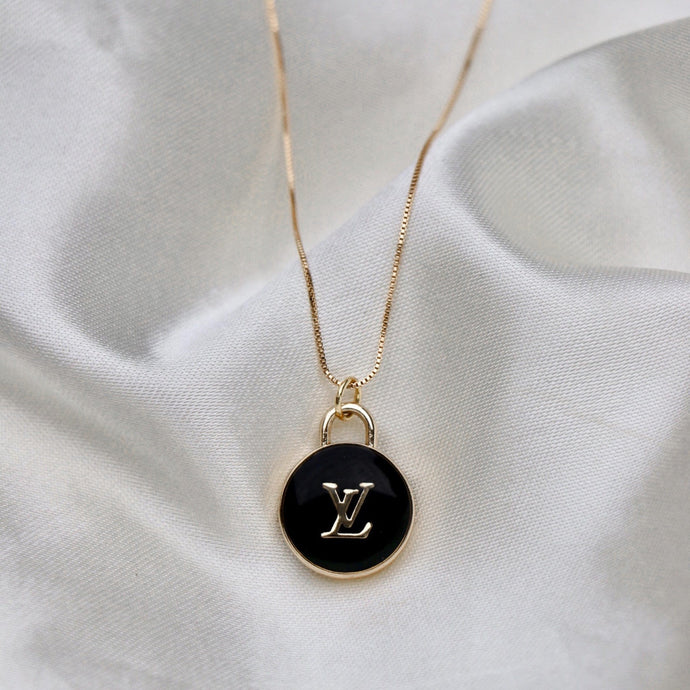 Reluxe Vintage Black LV LV Charm Necklaces