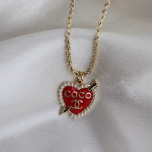 Load image into Gallery viewer, Reluxe Vintage Heart pendant / Rope Chain Cupid Necklace

