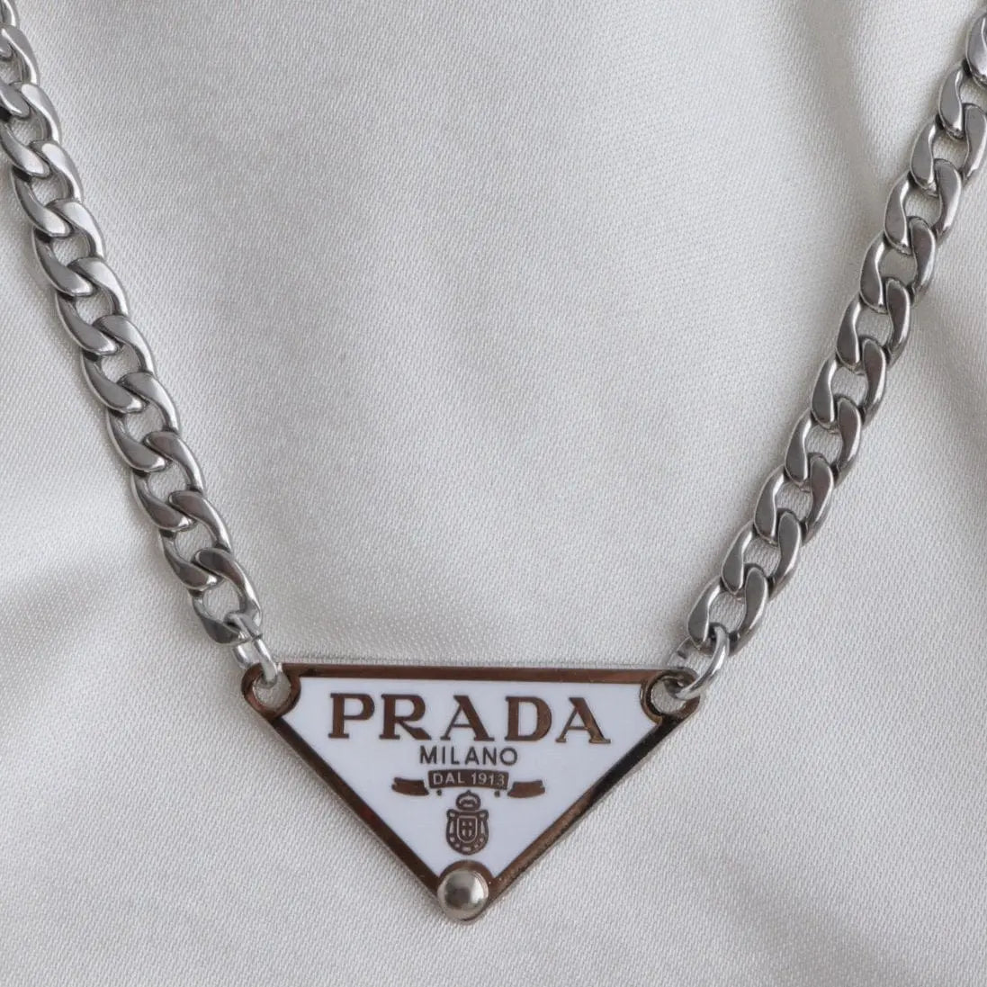 Prada silver necklace Clearance