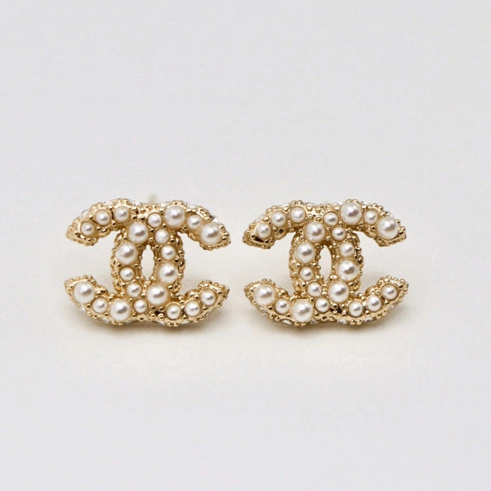 Reluxe Vintage Mini CC Pearl Studs