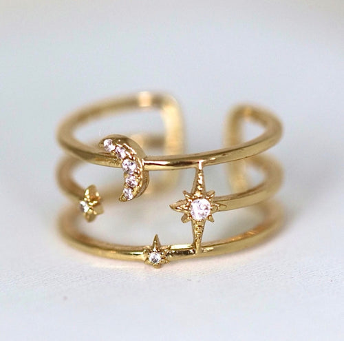 Reluxe Vintage Moon & Star Ring