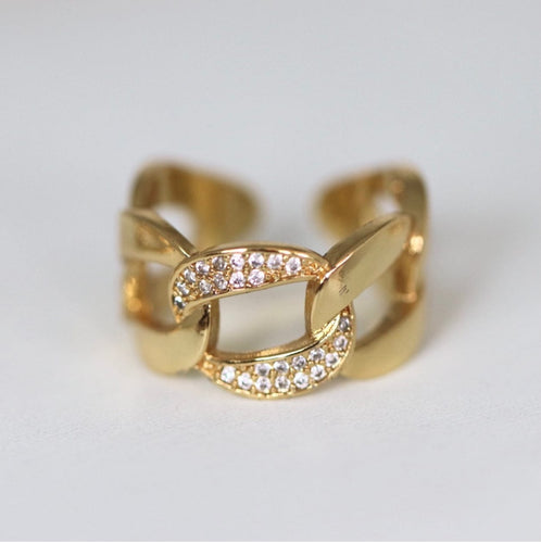 Reluxe Vintage Pave Chunky Chain Ring