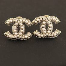 Load image into Gallery viewer, Reluxe Vintage Pearl &amp; Crystal CC Stud Earrings
