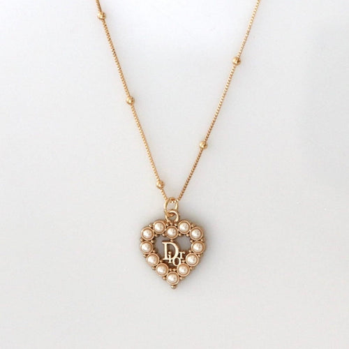 Reluxe Vintage Pearl Studded Heart Necklace