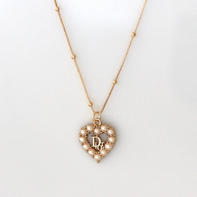 Reluxe Vintage Pearl Studded Heart Necklace