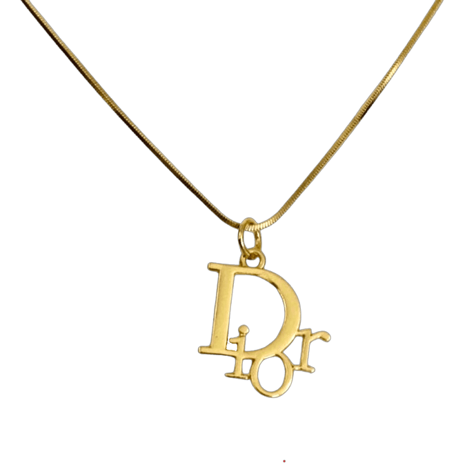 dior gold logo necklace