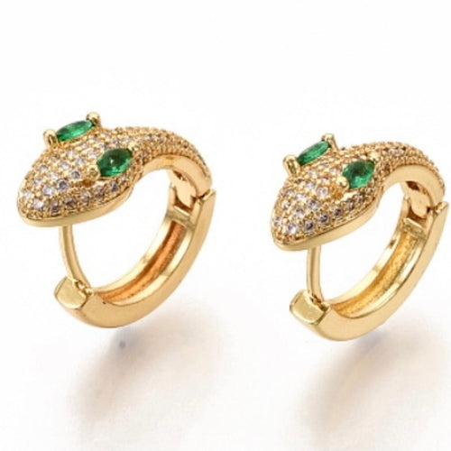 Reluxe Vintage Snake Pave Huggie Hoops