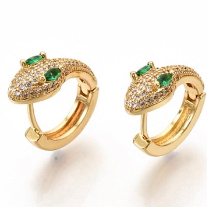 Reluxe Vintage Snake Pave Huggie Hoops
