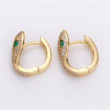 Load image into Gallery viewer, Reluxe Vintage Snake Pave Huggie Hoops

