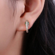 Load image into Gallery viewer, Reluxe Vintage Snake Pave Huggie Hoops
