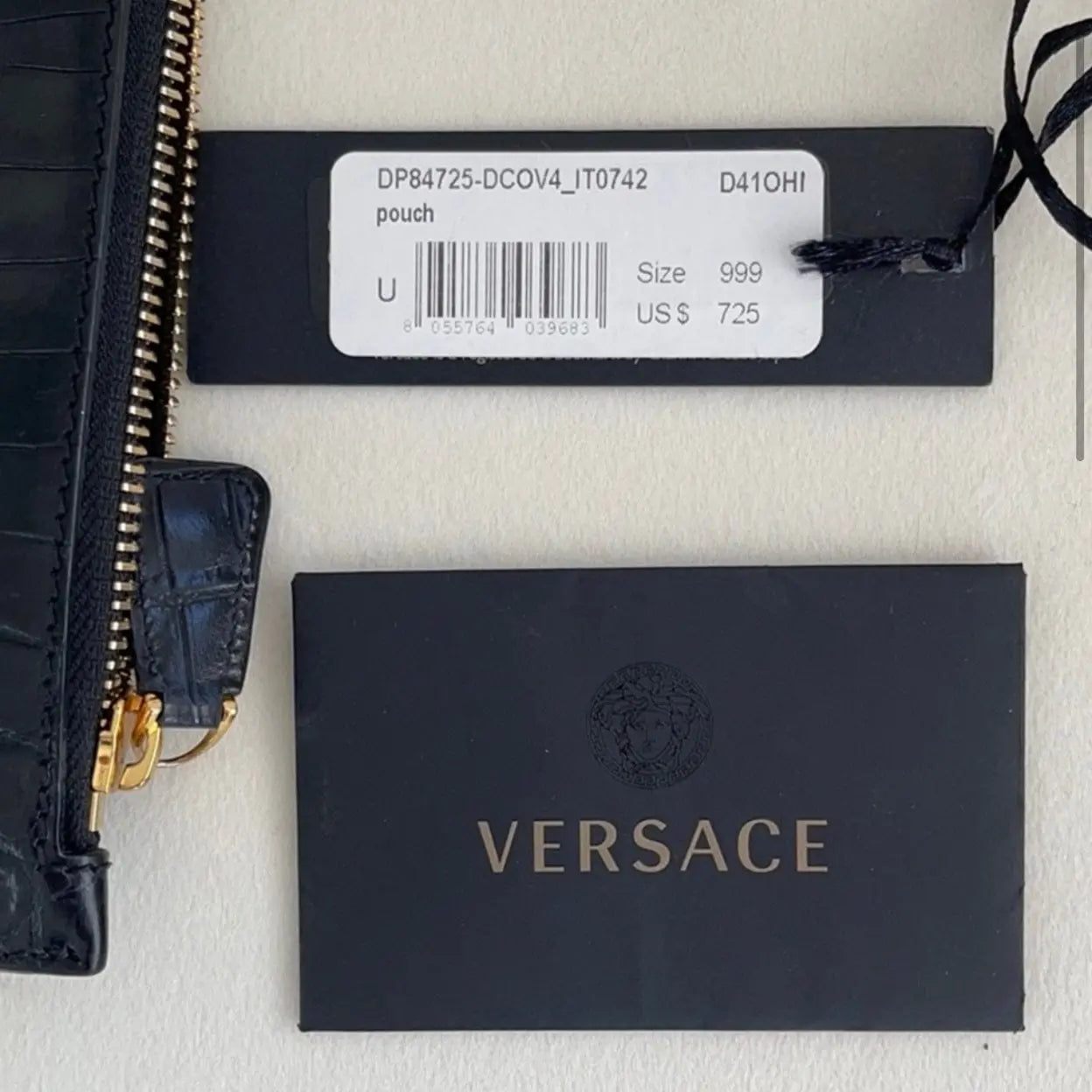 Versace La Medusa Croc Embossed Pouch - Reluxe Vintage