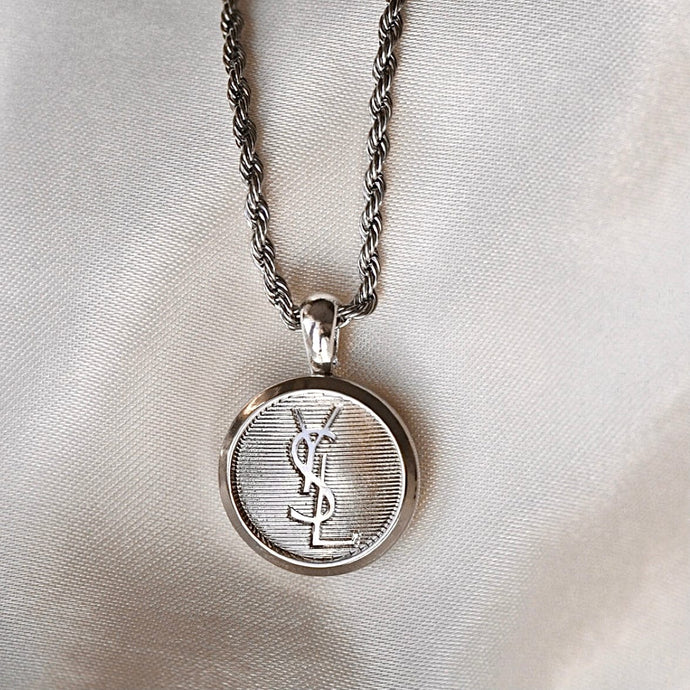 Reluxe Vintage YSL Silver Button Necklace